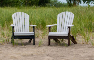 Seashell on Black Adirondack Chairs